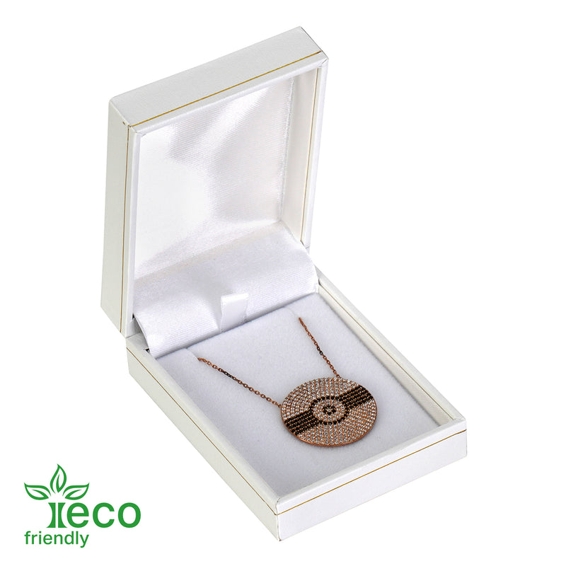 Eco Friendly Paper Covered Pendant Box with Gold Accent