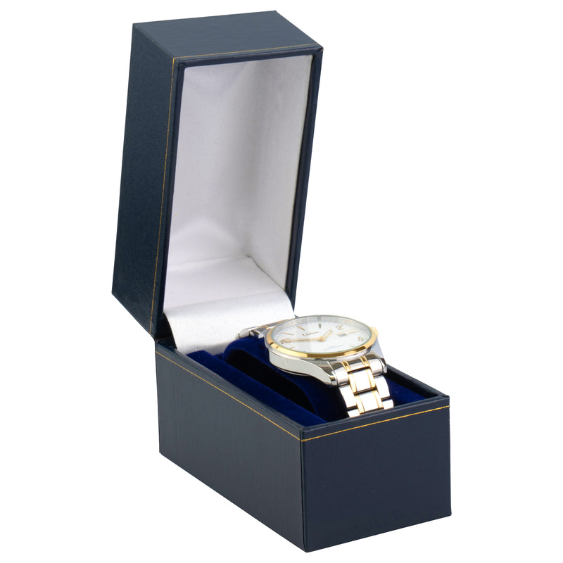 Paper Covered Standing Bangle Box with Gold Accent