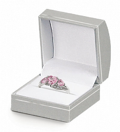 Paper Covered Single Ring Box with Gold Accent and White Interior