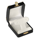 Leatherette French Clip Earring Box with Gold Trim and Closure