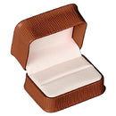 Embossed Leatherette Double Ring Box with White Velvet Interior