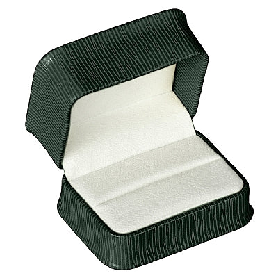Embossed Leatherette Double Ring Box with White Velvet Interior