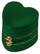 Leatherette Paper Covered  Heart Shaped Single Ring Box with Gold Detailing, Delicate Gold Clasps, and Plush Velvet Inserts