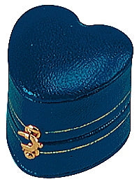 Leatherette Paper Covered  Heart Shaped Single Ring Box with Gold Detailing, Delicate Gold Clasps, and Plush Velvet Inserts