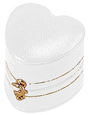 Leatherette Paper Covered  Heart Shaped Single Ring Box with Gold Detailing, Delicate Gold Clasps, and Plush Velvet Inserts