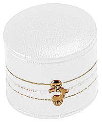 Leatherette Paper Covered  Oval Shaped Single Ring Box with Gold Detailing, Delicate Gold Clasps, and Plush Velvet Inserts