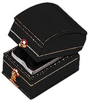 Leatherette Paper Covered  Treasure Shaped Single Ring Box with Gold Detailing, Delicate Gold Clasps, and Plush Velvet Inserts