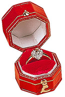 Leatherette Paper Covered  Octagon Shaped Single Ring Box with Gold Detailing, Delicate Gold Clasps, and Plush Velvet Inserts