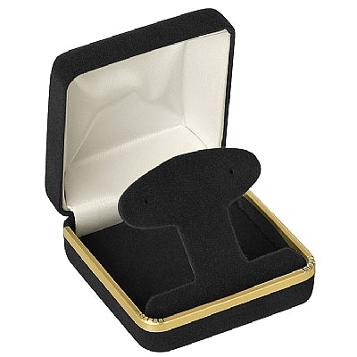 Velvet French Clip Earring Box with Gold Rims and Matching Insert