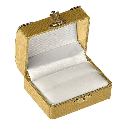 Leatherette Double Ring Box with Gold Trim and Closure