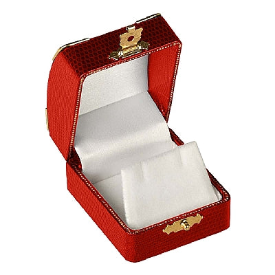 Leatherette Single Earring Box with Gold Trim and Closure