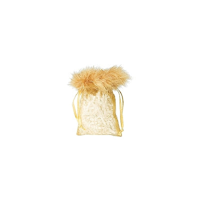 Organza Feather Top Drawstring Pouch