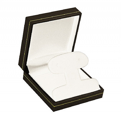 Paper Covered French Clip Earring Box with Gold Accent