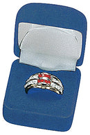 Velvet Square Single Ring Box with Matching Insert and White Satin Window