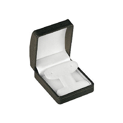 Leatherette French Clip Earring Box with Gold Accent and White Interior