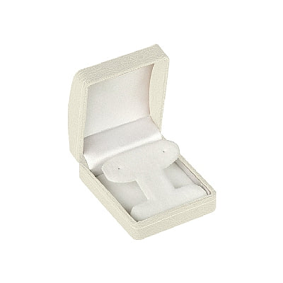 Leatherette French Clip Earring Box with Gold Accent and White Interior