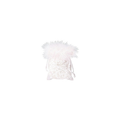 Organza Feather Top Drawstring Pouch