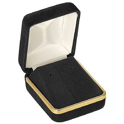 Velvet Single Earring Box with Gold Rims and Matching Insert