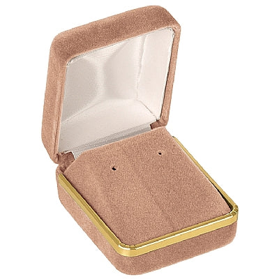 Velvet Single Earring Box with Gold Rims and Matching Insert