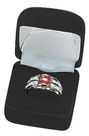 Velvet Square Single Ring Box with Matching Insert and White Satin Window