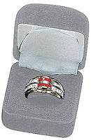 Velvet Square Single Ring Box with Matching Insert and White Satin Window