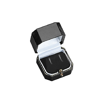 Leatherette Single Earring Box with Gold Accent and Matching Insert