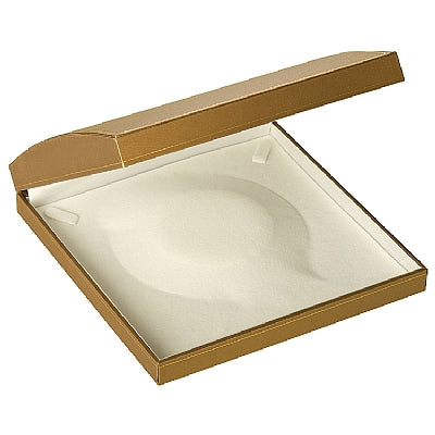 Paper Covered Large Set Box with Gold Accent and White Interior