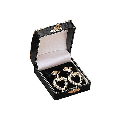 Leatherette Clip Earring Box with Gold Trim and Closure