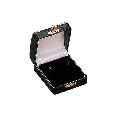 Leatherette Hoop Earring Box with Gold Trim and Closure