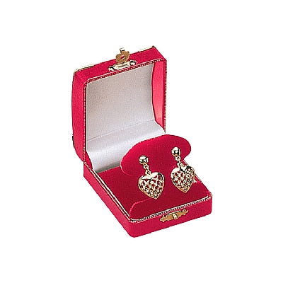 Leatherette French Clip Earring Box with Gold Trim and Closure