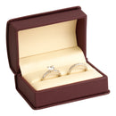 Leatherette Double Ring Box Leatherette Interior with Matching Ribboned Packer