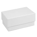 Rosewood Look Double Ring Box with White Leatherette Interior