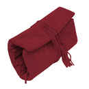 Burgundy Suede Pouch with Multiple Zippered Compartments