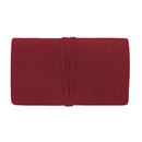 Burgundy Suede Pouch with Multiple Zippered Compartments