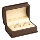 Leatherette Double Ring Box Leatherette Interior with Matching Ribboned Packer