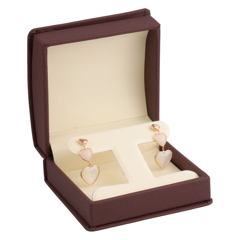 Leatherette Clip Earring Box Leatherette Interior with Matching Ribboned Packer