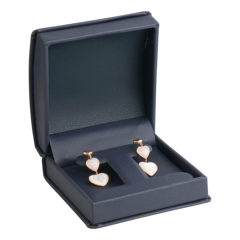 Leatherette Clip Earring Box Leatherette Interior with Matching Ribboned Packer