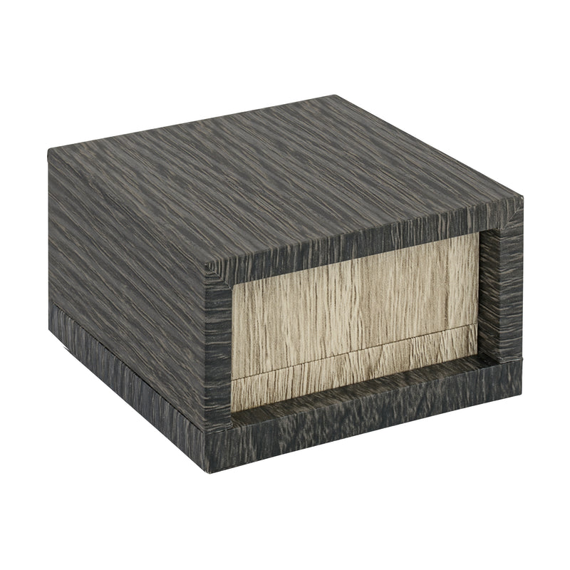 Textured Wood-Grain Pendant Box with Rich Suede Interior