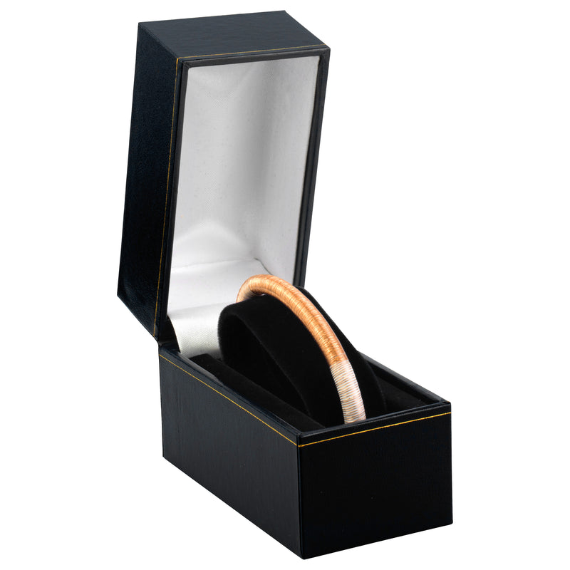 Paper Covered Standing Bangle Box with Gold Accent