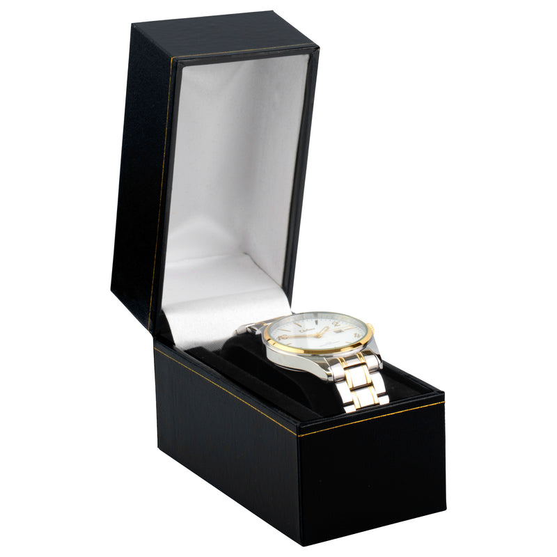 Paper Covered Standing Bangle Box with Gold Accent