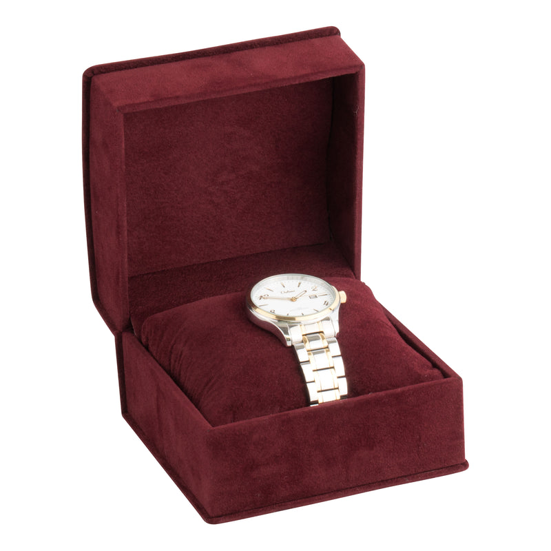 Suede Collar Watch Box with Matching Interior with Ribboned Packer