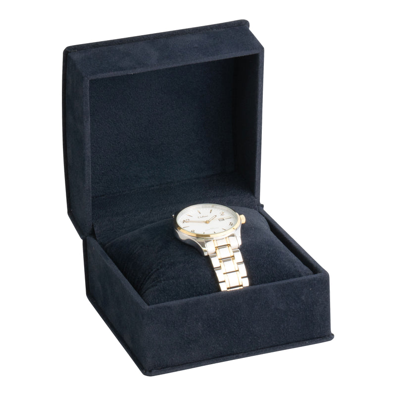 Suede Collar Watch Box with Matching Interior with Ribboned Packer