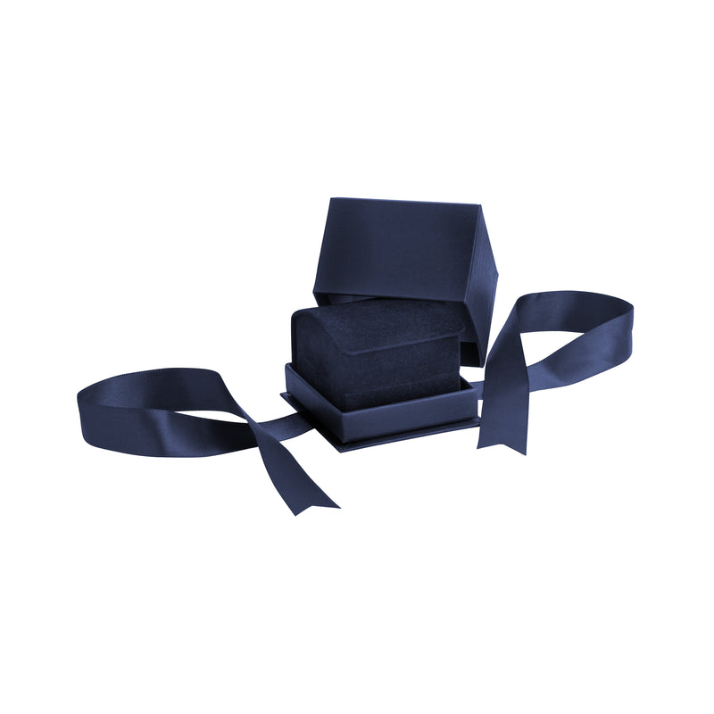 Suede Single Ring Box with Matching Interior with Ribboned Packer