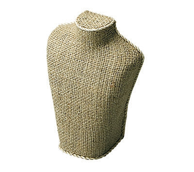 Jute Sack Covered Neck Jewelry Display