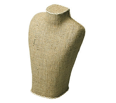 Jute Sack Covered Neck Jewelry Display