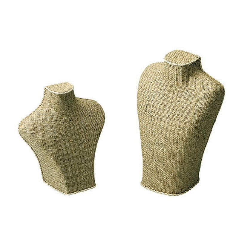 Jute Sack Covered Neck Jewelry Display