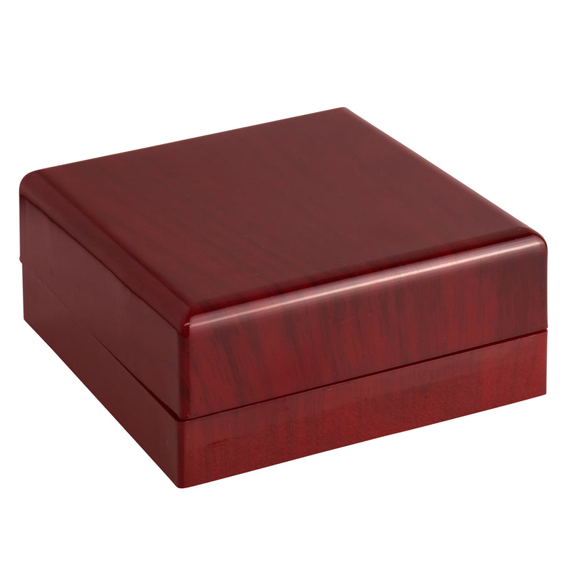 Rosewood Look French Clip Box with White Leatherette Interior