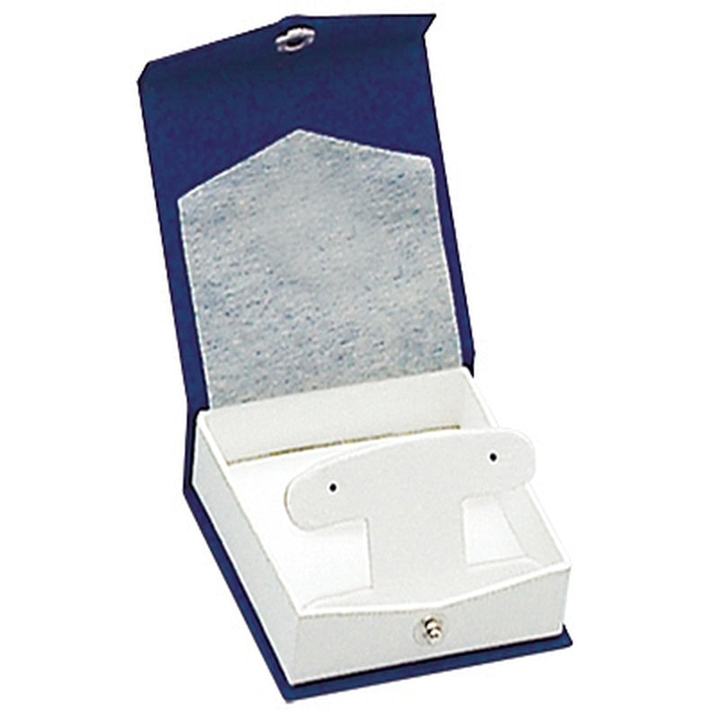 Textured Paper Covered French Clip Earring Box with White Insert