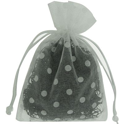 Organza Drawstring  Pouch with Polka Dots