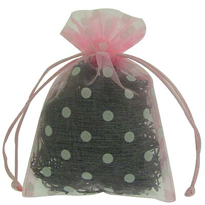 Organza Drawstring  Pouch with Polka Dots